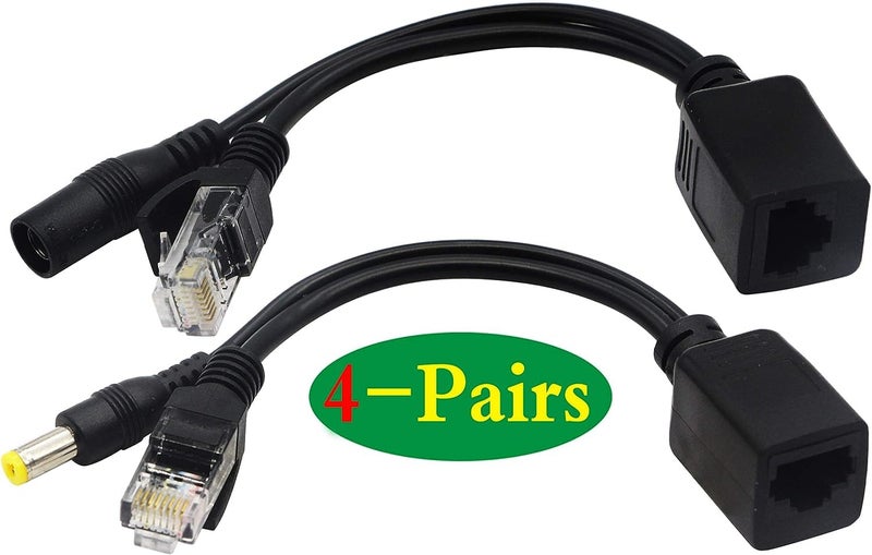 zdyCGTime Passive PoE Injector and PoE Splitter Kit with RJ45 Ethernet and Power via DC 5.5x2.1 mm F/M Adaptor Connectorï¼ˆBlack 4 Pairs - Image 3